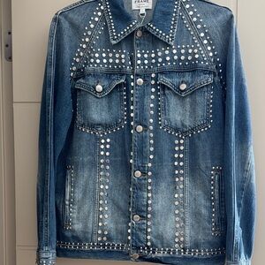 Frame Denim Blue Jacket with Silver Studs